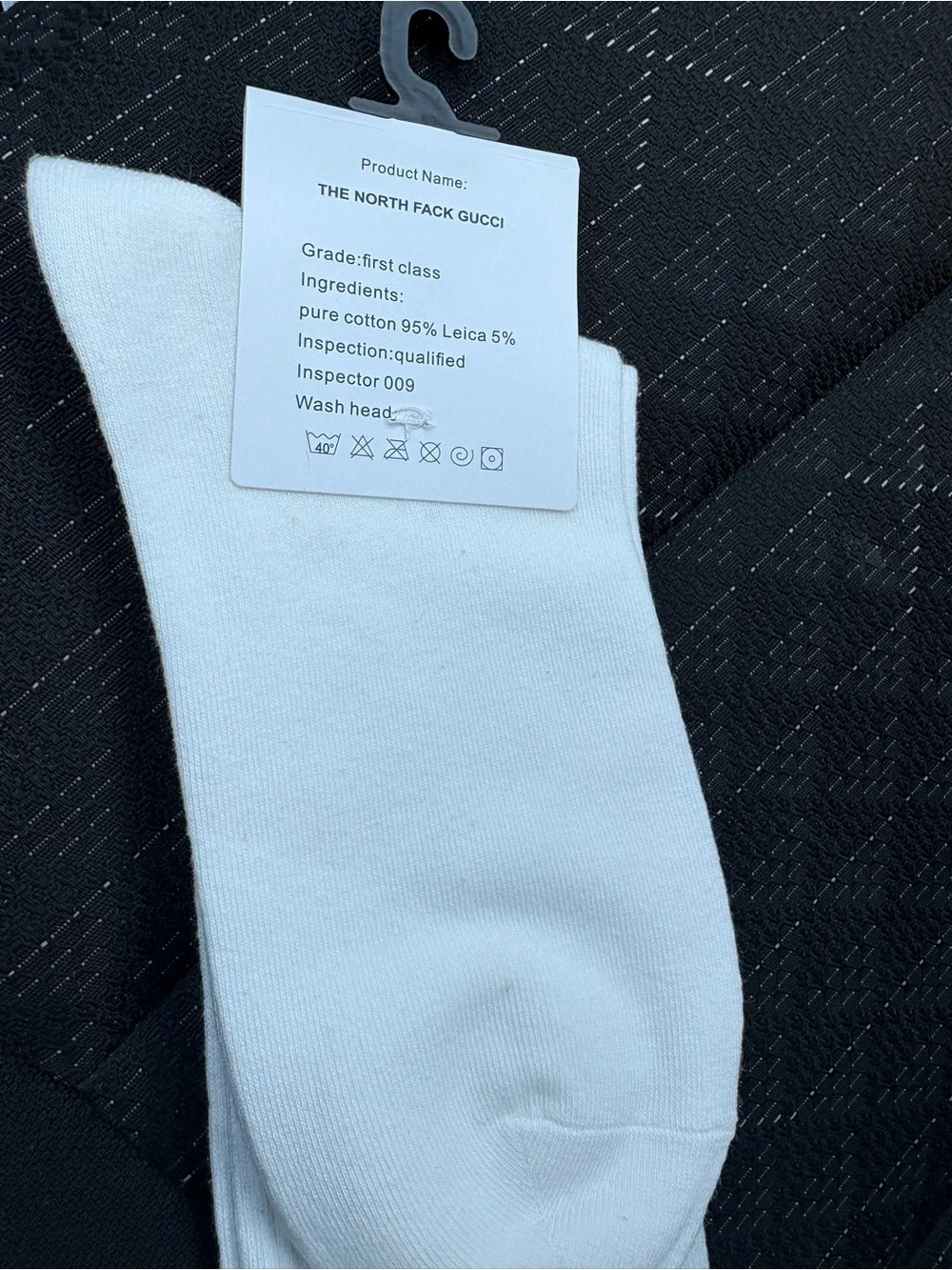 The North Face x Gucci White Crew Socks with Black, Green & Yellow Logo